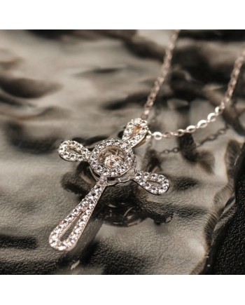 Collana Dana Eternelle in Oro Bianco con Croce e Pietre