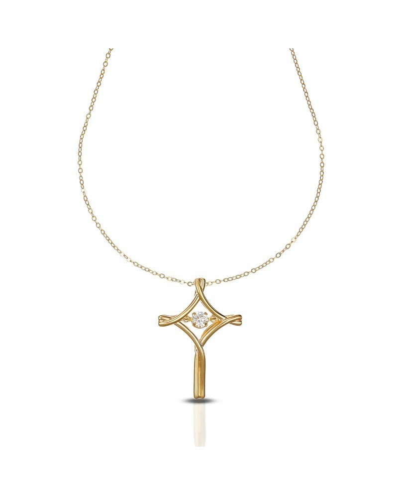 Dana Eternelle Yellow Gold Necklace with Cross and Stones