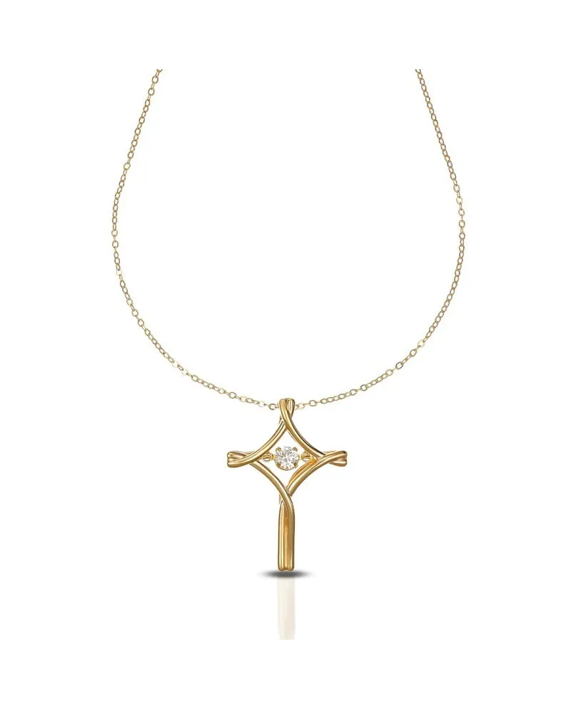 Dana Eternelle Yellow Gold Necklace with Cross and Stones