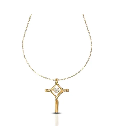 Collier Dana Eternelle en or jaune avec croix et pierres