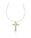 Dana Eternelle Yellow Gold Necklace with Cross and Stones