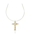 Dana Eternelle Yellow Gold Necklace with Cross and Stones