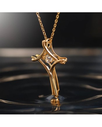 Collier Dana Eternelle en or jaune avec croix et pierres