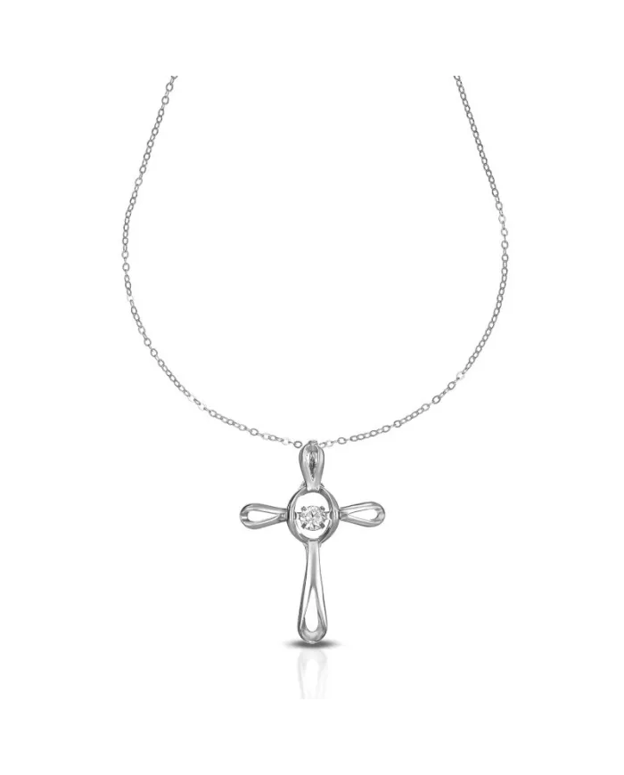 Dana Eternelle White Gold Necklace with Cross and Stones