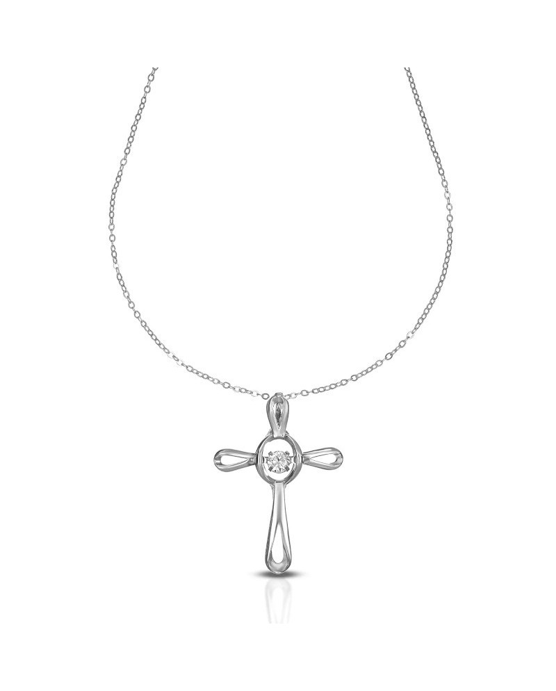 Collier Dana Eternelle en or blanc avec croix et pierres