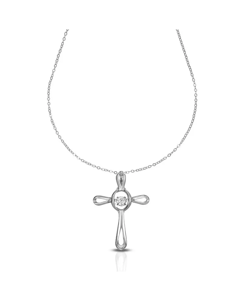 Collier Dana Eternelle en or blanc avec croix et pierres