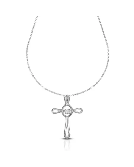 Dana Eternelle White Gold Necklace with Cross and Stones