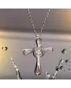 Dana Eternelle White Gold Necklace with Cross and Stones
