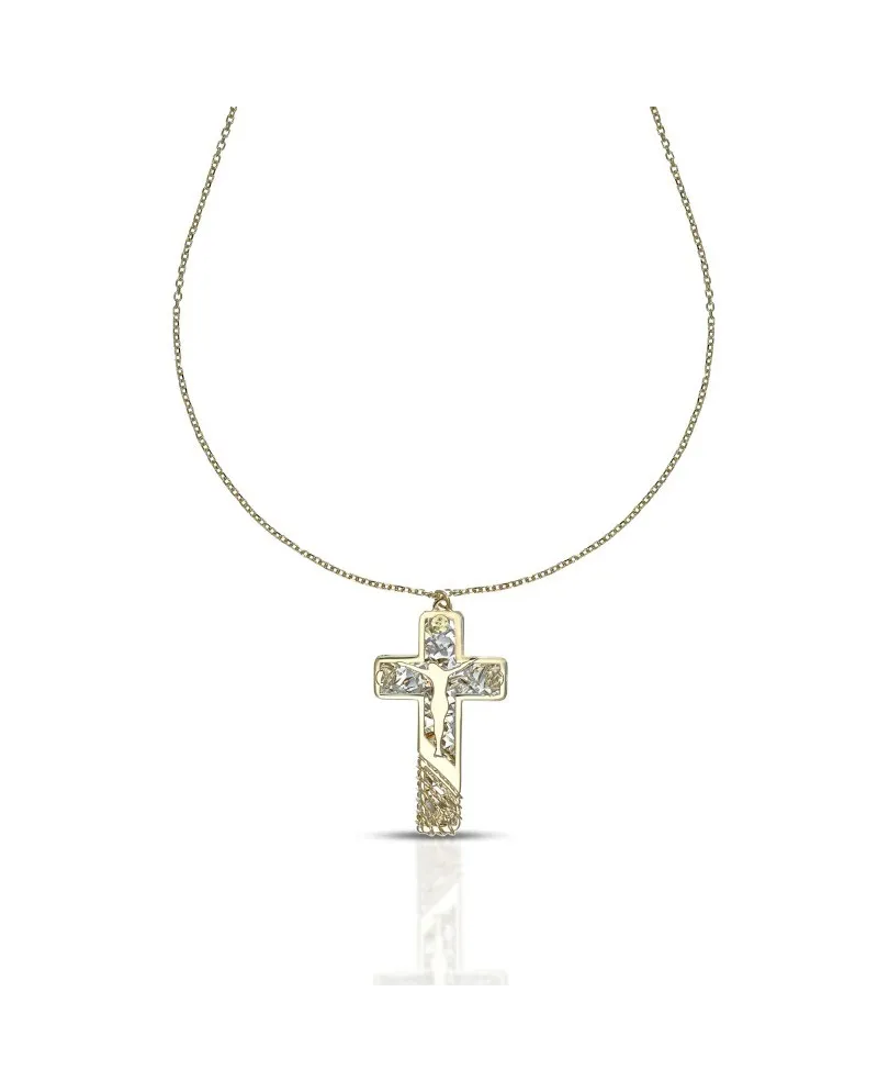 Dana Corpus Lux Necklace in Two-Tone Gold with Cross