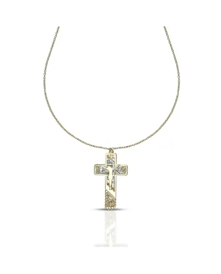 Dana Corpus Lux Necklace in Two-Tone Gold with Cross
