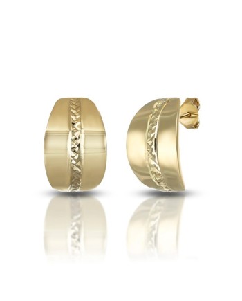 Dana Yellow Gold Stud Earrings with Diamond Stripe