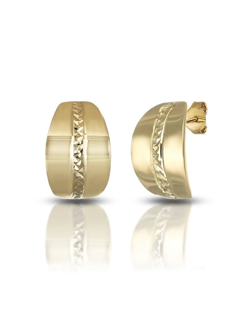 Boucles d'oreilles à tige en or jaune Dana avec bande de diamants