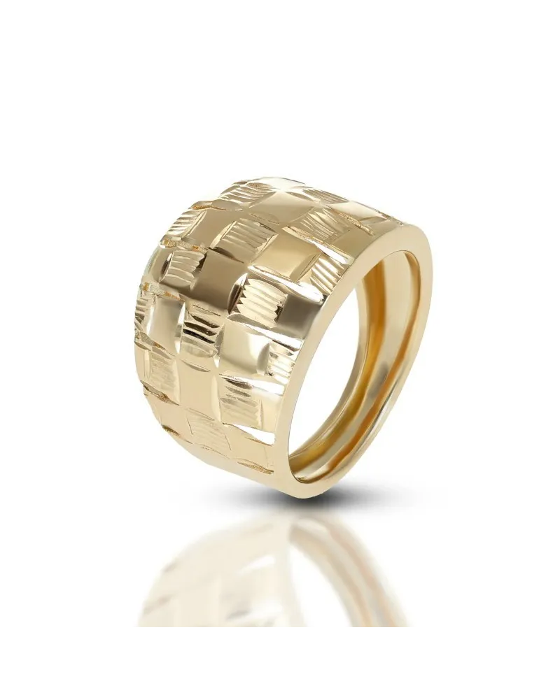 Anello Dana in Oro Giallo a Fascia Bombata Diamantata