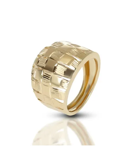 Anello Dana in Oro Giallo a Fascia Bombata Diamantata