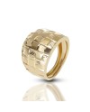 Dana Ring in Yellow Gold with a Diamond-Patterned Domed Band