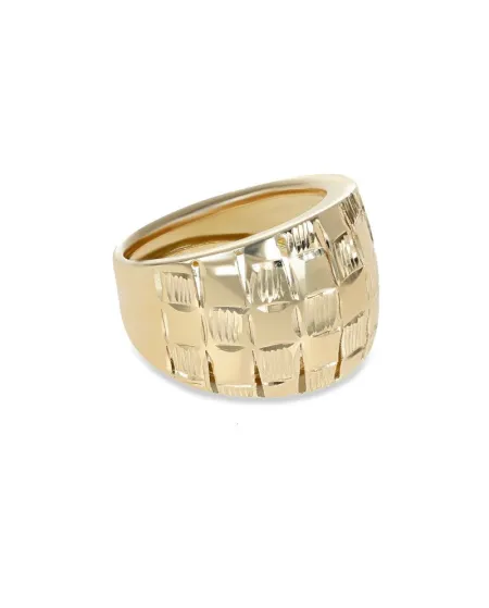 Bague Dana en or jaune avec un anneau bombé à motifs de diamants