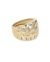 Dana Ring in Yellow Gold with a Diamond-Patterned Domed Band