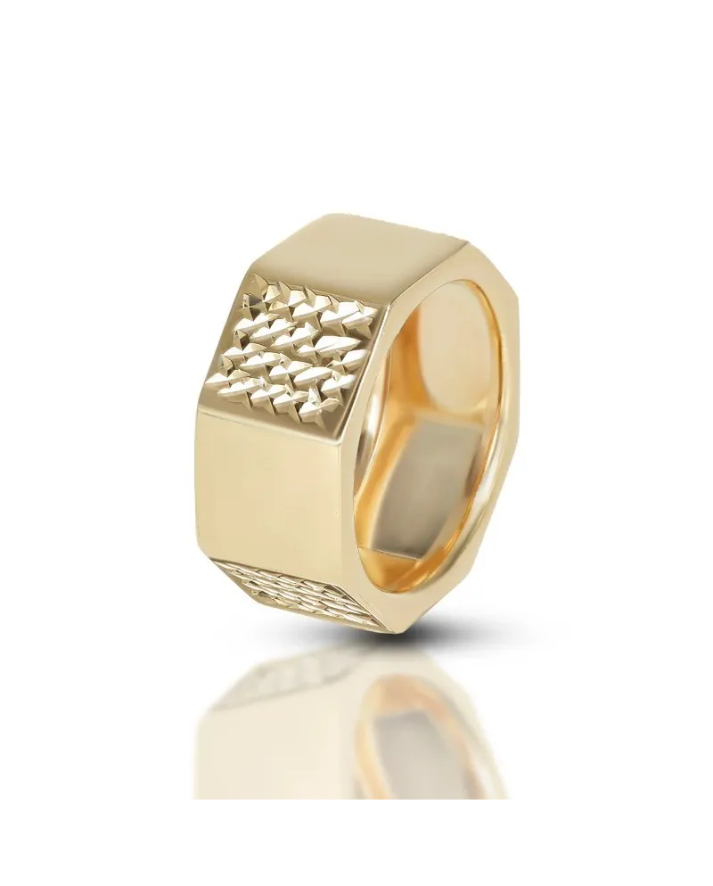 Anello Dana in Oro Giallo a Fascia Ottagonale Diamantata