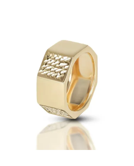 Anello Dana in Oro Giallo a Fascia Ottagonale Diamantata