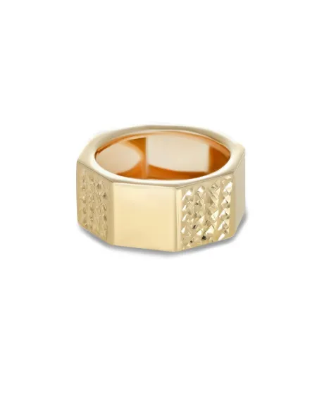 Anello Dana in Oro Giallo a Fascia Ottagonale Diamantata