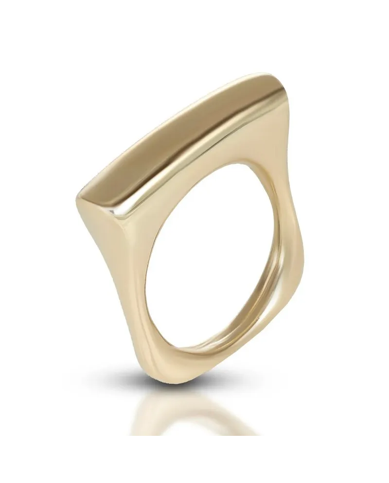 Anello Dana in Oro Giallo a Fascia Squadrata Diamantata