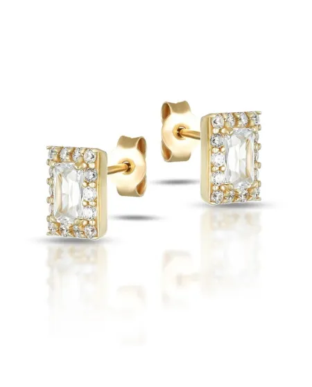Dana Stud Earrings in Yellow Gold with Swarovski Crystal Point