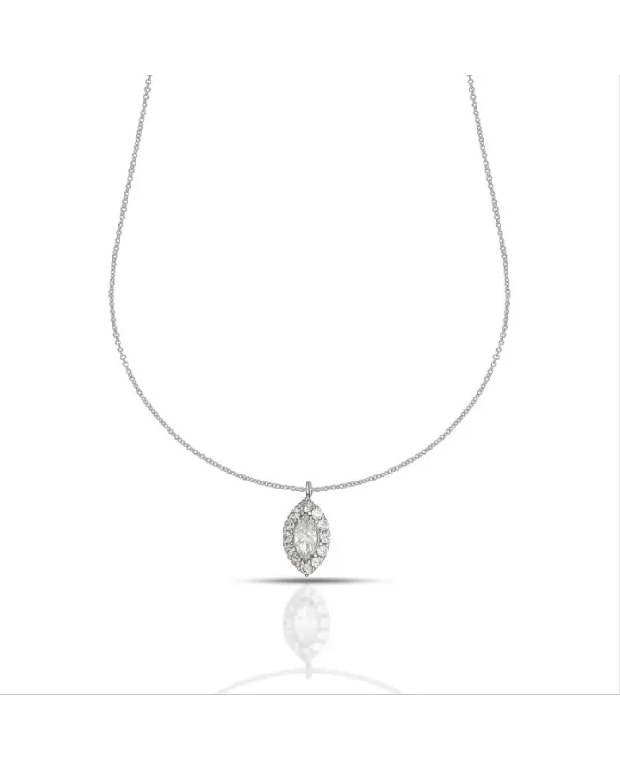 Collier Dana en or blanc avec pointe de cristal Swarovski