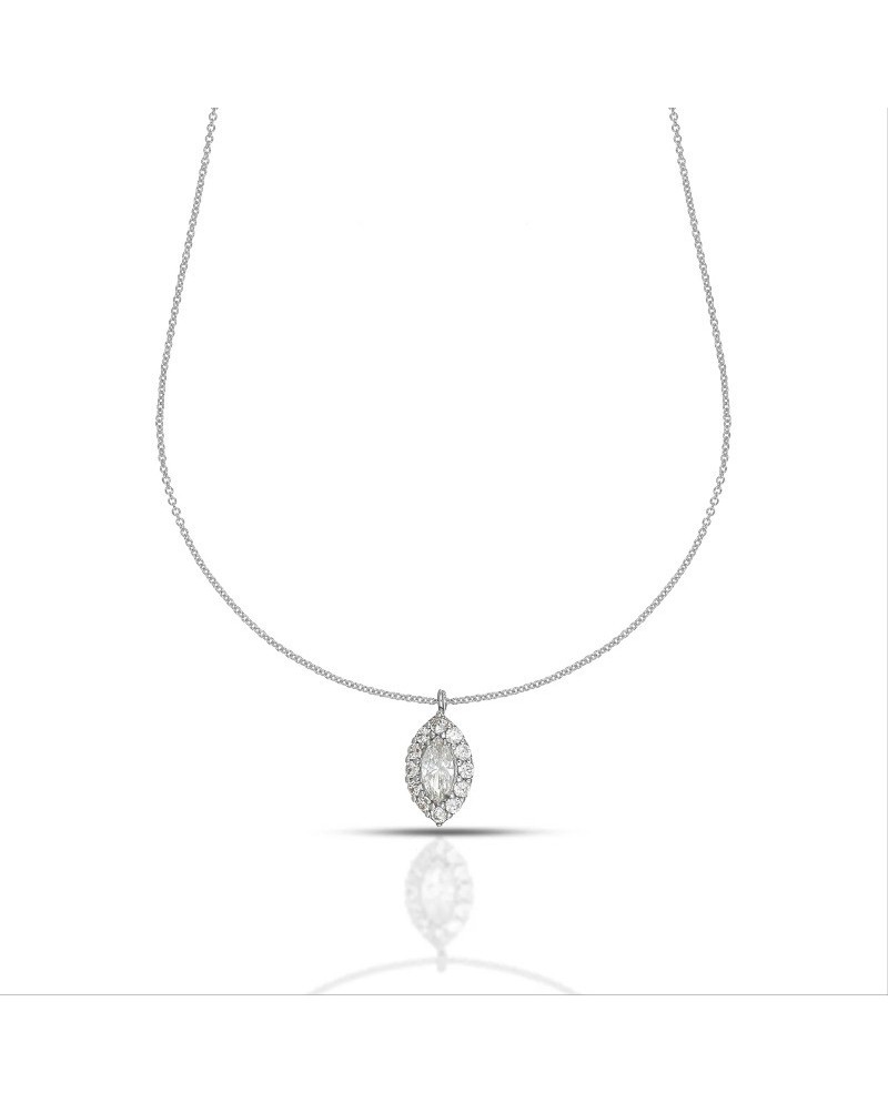 Collier Dana en or blanc avec pointe de cristal Swarovski