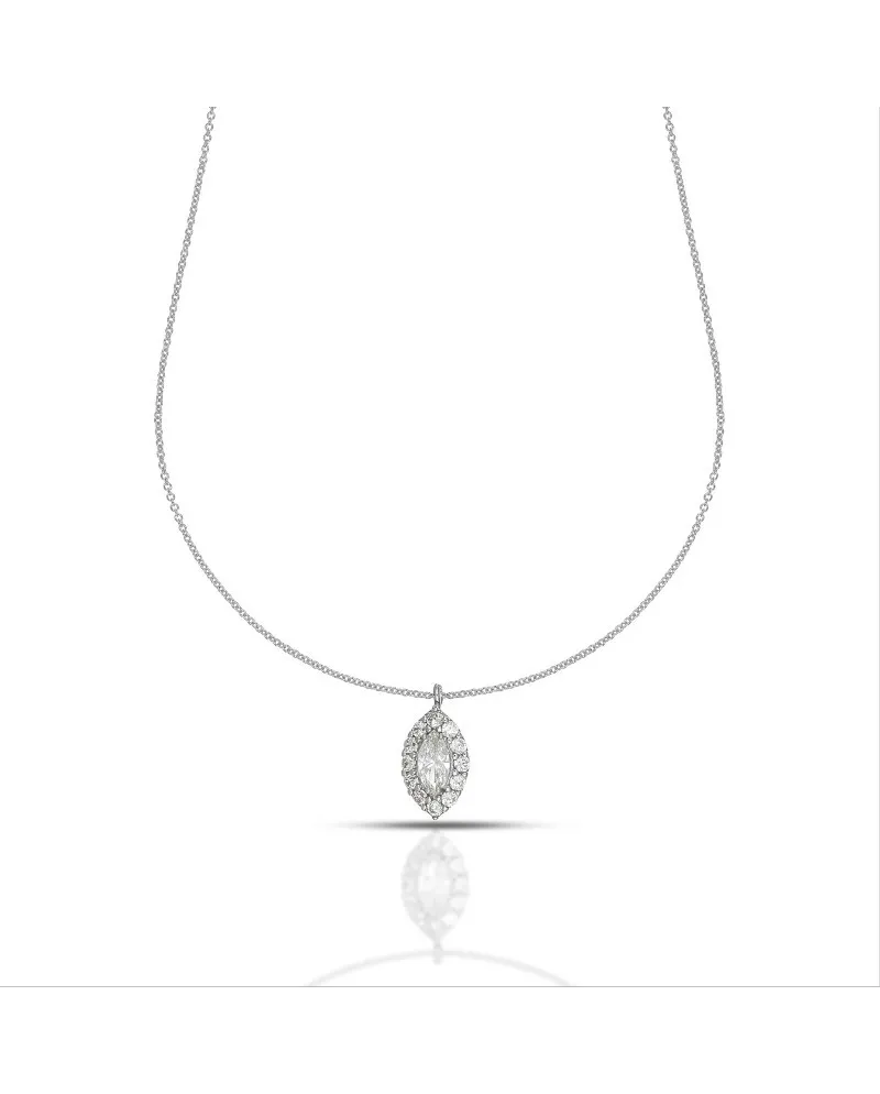 Collier Dana en or blanc avec pointe de cristal Swarovski