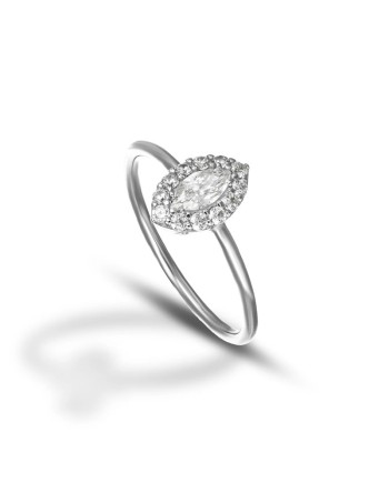 Anello Dana in Oro Bianco con Swarovski Contornato