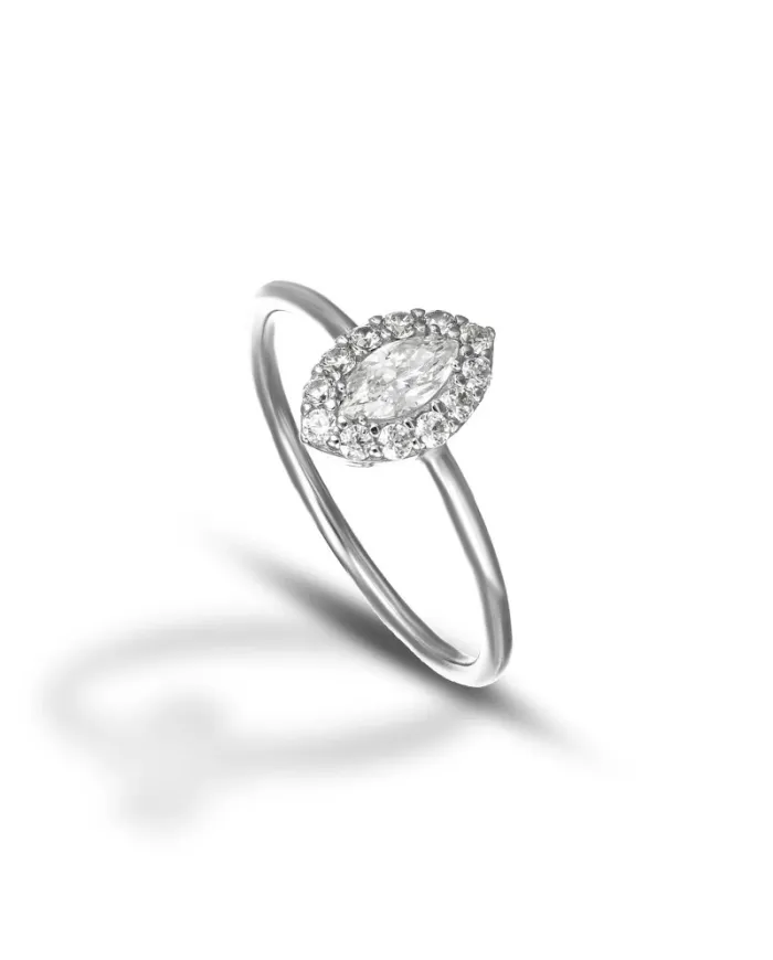 Bague Dana en or blanc avec contour Swarovski