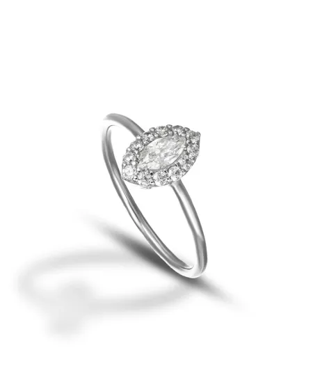 Bague Dana en or blanc avec contour Swarovski