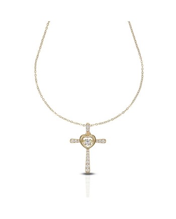 Dana Eternelle Yellow Gold Necklace with Cross and Stones