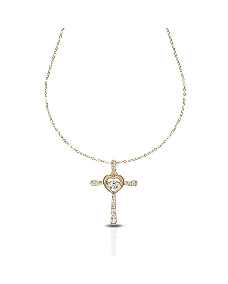 Collier Dana Eternelle en or jaune avec croix et pierres
