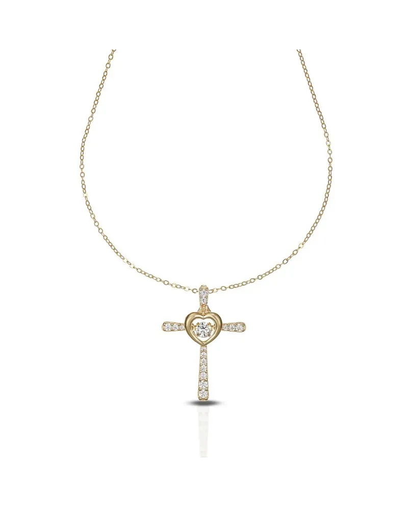 Collier Dana Eternelle en or jaune avec croix et pierres