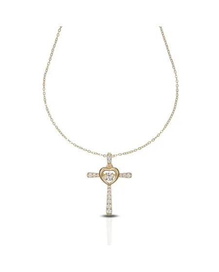Dana Eternelle Yellow Gold Necklace with Cross and Stones