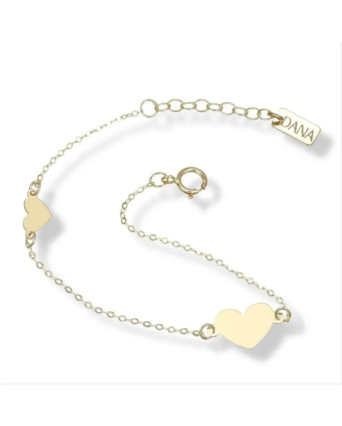 Bracciale Dana Baby in Oro Giallo con Cuori