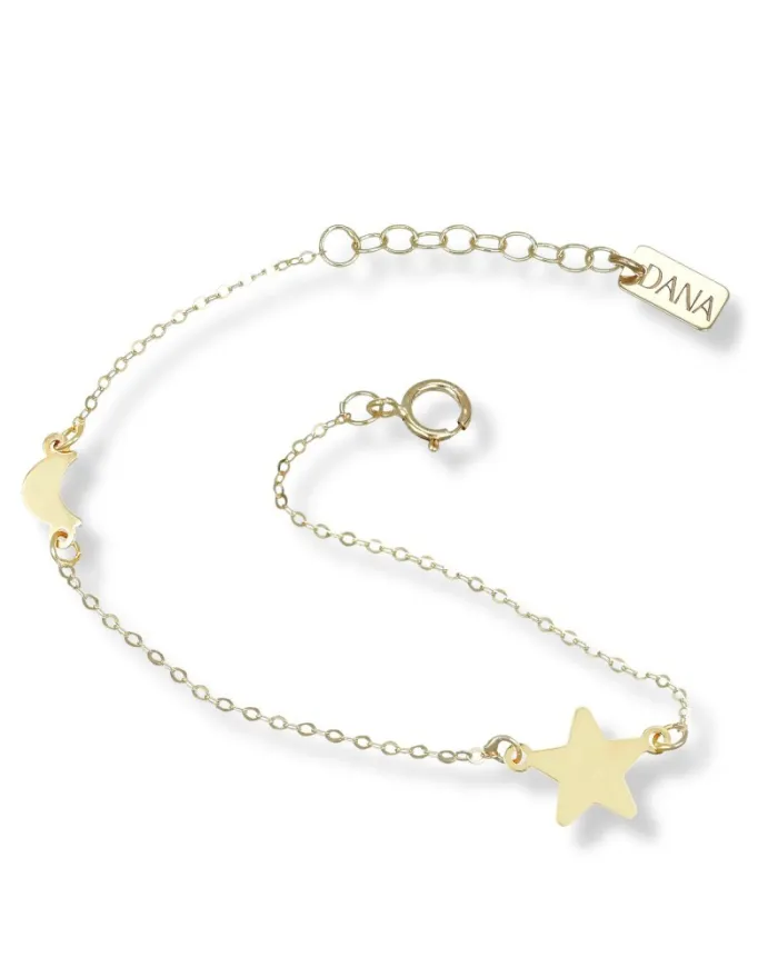 Dana Baby Yellow Gold Bracelet with Star and Moon