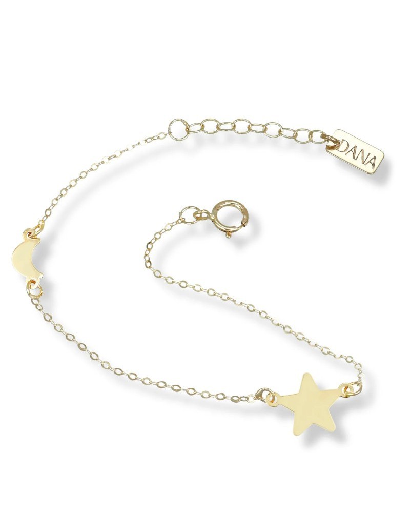 Bracciale Dana Baby in Oro Giallo con Stella e Luna