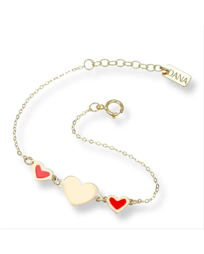 Dana Baby Bracelet in Yellow Gold with Hearts