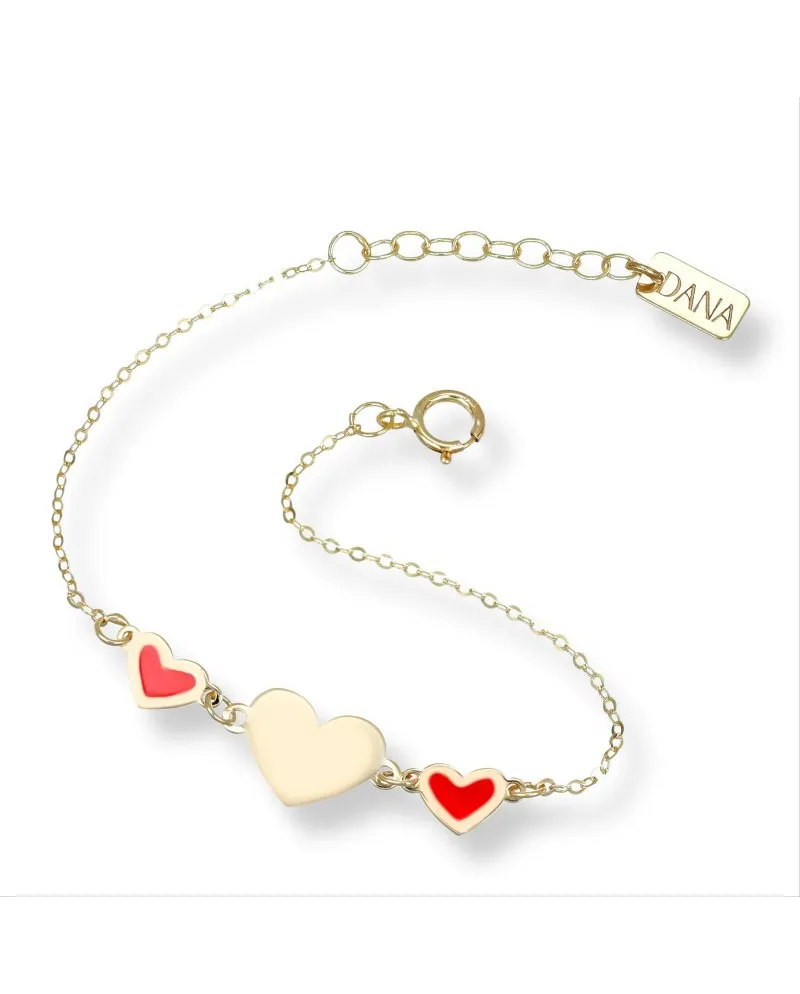 Bracelet bébé Dana en or jaune avec cœurs