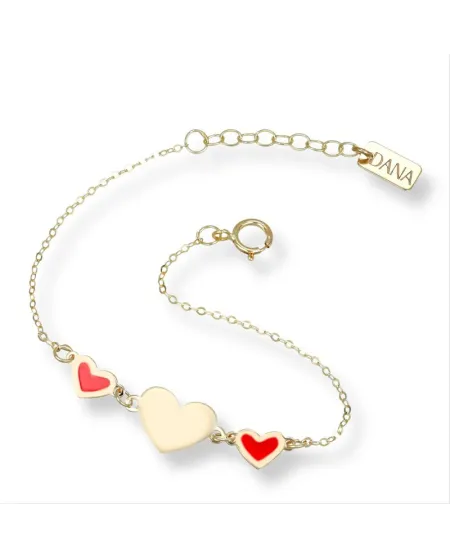 Bracelet bébé Dana en or jaune avec cœurs