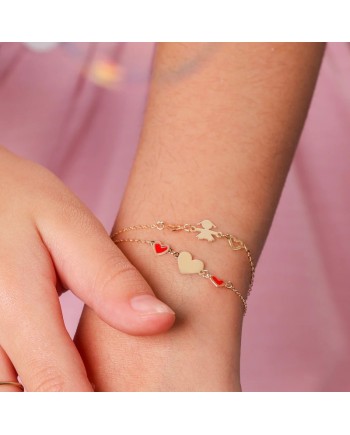 Dana Baby Bracelet in Yellow Gold with Hearts