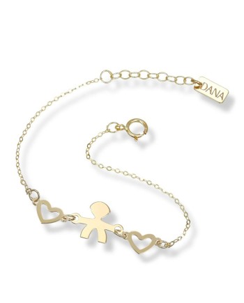Dana Baby Bracelet in Yellow Gold with Baby and Hearts