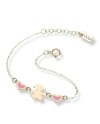 Dana Baby Bracelet in Yellow Gold with Baby Girl and Enamelled Hearts