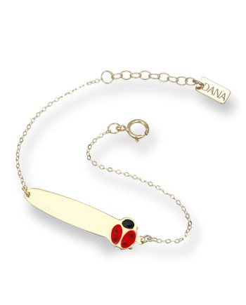 Dana Baby Bracelet in Yellow Gold with Plate and Ladybug