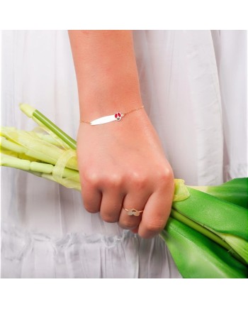 Dana Baby Bracelet in Yellow Gold with Plate and Ladybug