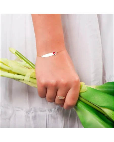 Bracciale Dana Baby in Oro Giallo con Targa e Coccinella