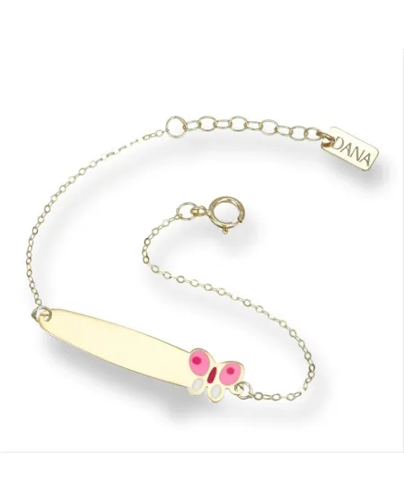 Dana Baby Yellow Gold Bracelet with Plate and Butterfly