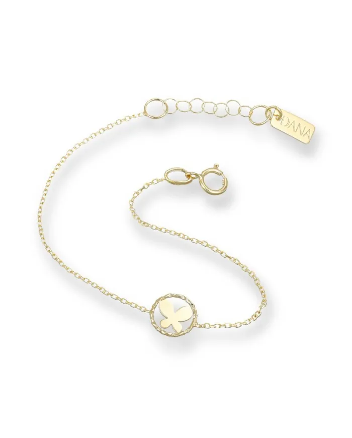 Bracelet bébé Dana en or jaune avec papillon